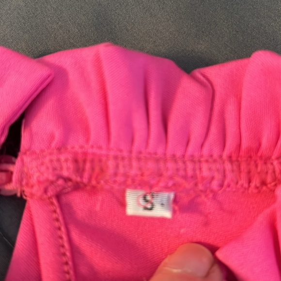 Bougainvillea Pink Ruffle Neck Shoulder Jumpsuit New S Fuchsia Belt Wide Leg - Picture 4 of 5